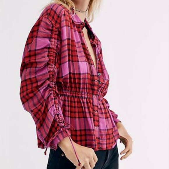 SOLD We The Free People Plaid Peplum - Picture 1 of 7